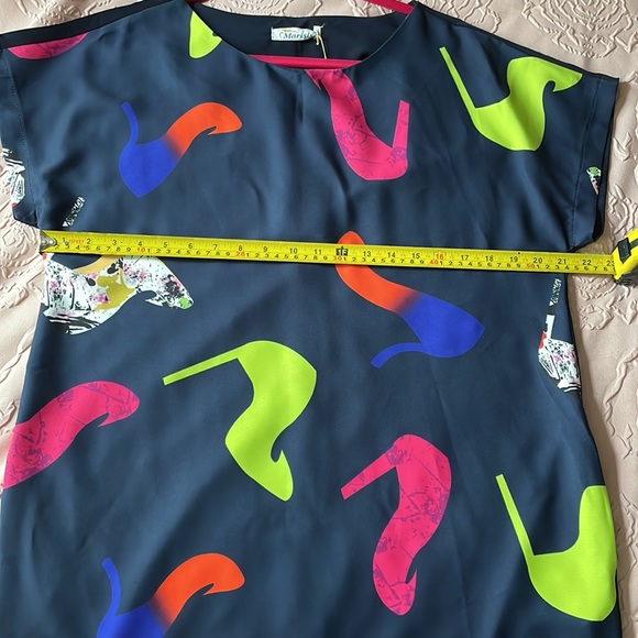 “Marisis” navy blue printed dress. Size L - Picture 5 of 8